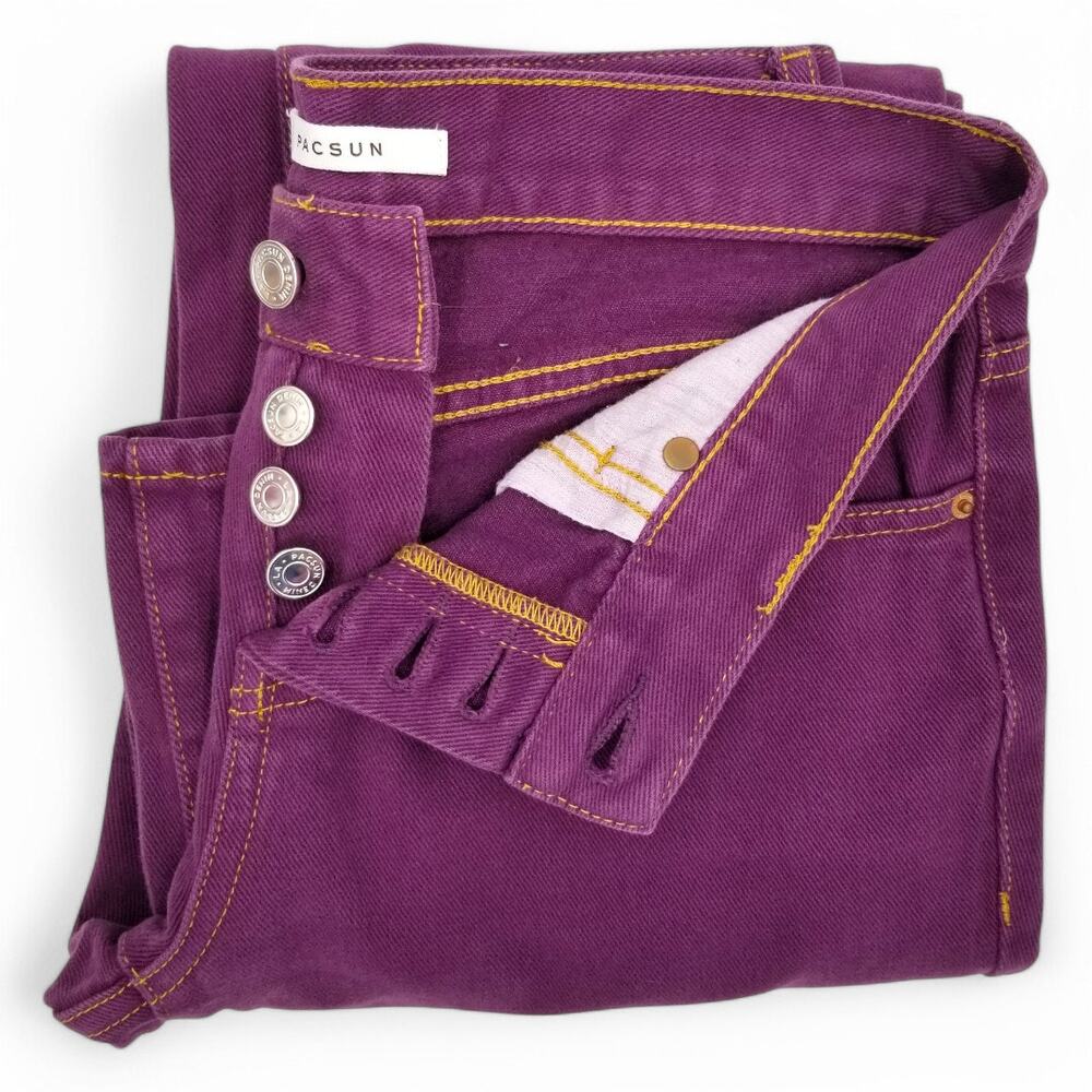 PACSUN Jeans Eco Violet Low Rise Button Fly Purple 100% Cotton - Size 25 - Picture 4 of 10